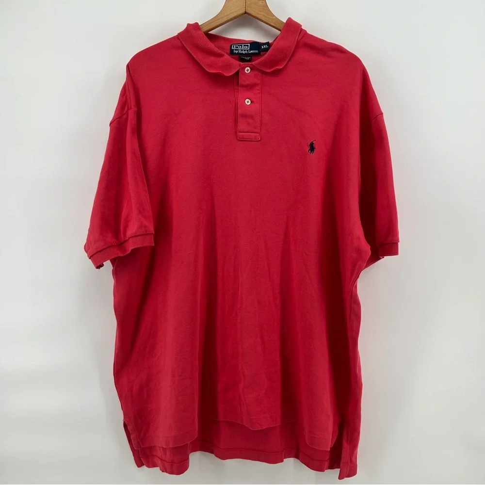 Polo Ralph Lauren Polo‎ Shirt Men 2XL Salmon Pink Pony Embroidery Rugby